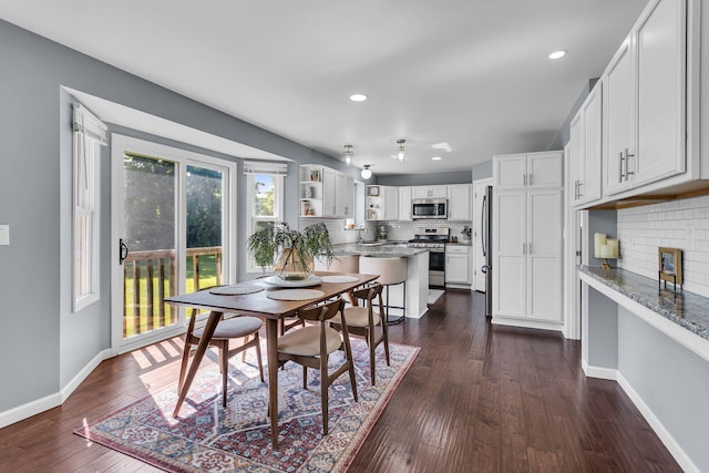 9430 Island Lake Rd, Dexter, MI 48130 - dining space featuring dark wood-type flooring and recessed lighting