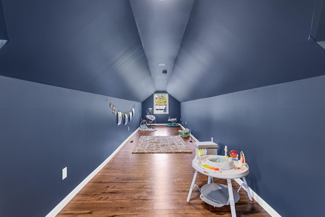 9430 Island Lake Rd, Dexter, MI 48130 - playroom with lofted ceiling and wood finished floors