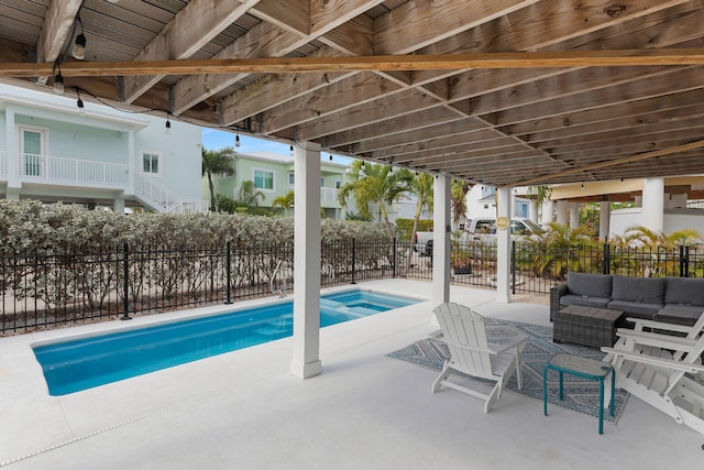 699 116th St, Ocean, Marathon, FL 33050 - view of swimming pool with a fenced in pool, fence, a patio, and an outdoor hangout area
