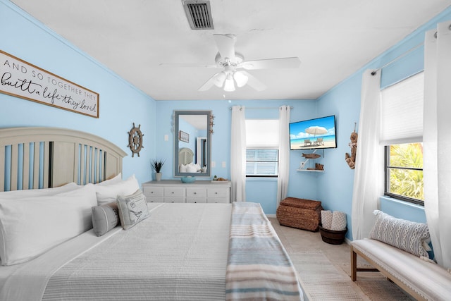 699 116th St, Ocean, Marathon, FL 33050 - bedroom featuring visible vents, a ceiling fan, and multiple windows