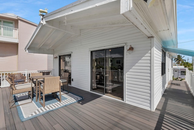 699 116th St, Ocean, Marathon, FL 33050 - wooden terrace featuring outdoor dining area