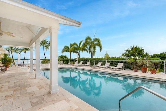 81250 Overseas Hwy Unit 1, Islamorada, FL 33036 - community pool with a patio area and ceiling fan