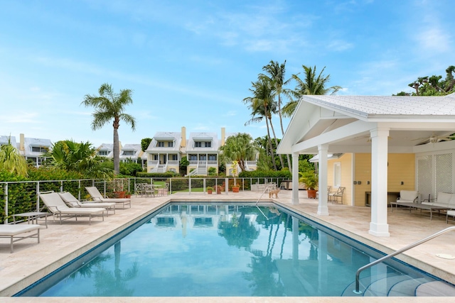 81250 Overseas Hwy Unit 1, Islamorada, FL 33036 - community pool with a patio area and a ceiling fan