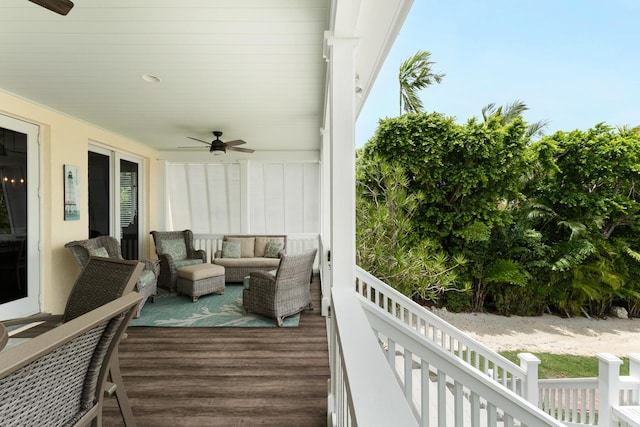 81250 Overseas Hwy Unit 1, Islamorada, FL 33036 - deck with a ceiling fan and an outdoor living space