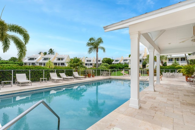 81250 Overseas Hwy Unit 1, Islamorada, FL 33036 - view of pool featuring a ceiling fan, a patio, and a residential view
