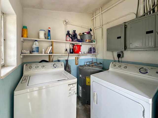 230 Apache St, Tavernier, FL 33070 - laundry room with washing machine and dryer, electric water heater, and electric panel