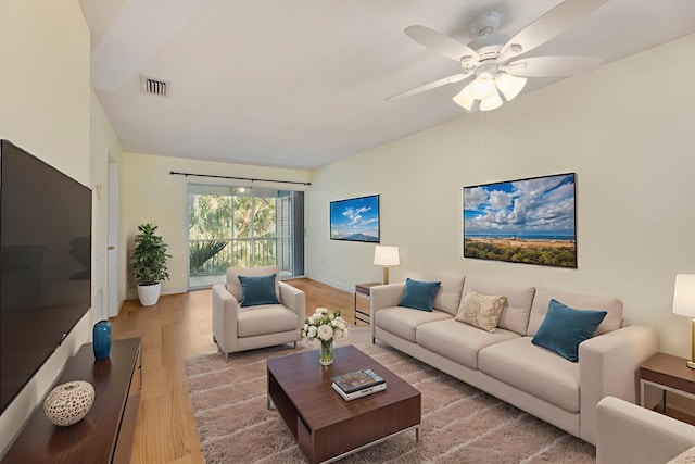 98202 Windward Ave, Key Largo, FL 33037 - living room featuring light wood-style flooring and a ceiling fan