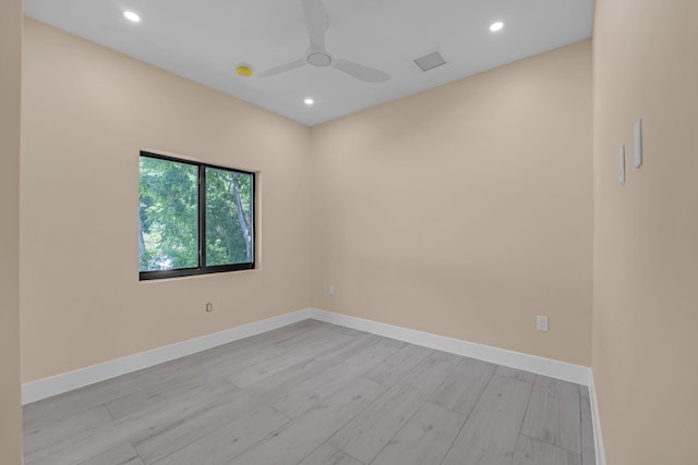 793 Oceana Ave, Key Largo, FL 33037 - empty room featuring recessed lighting, light wood-style floors, and a ceiling fan