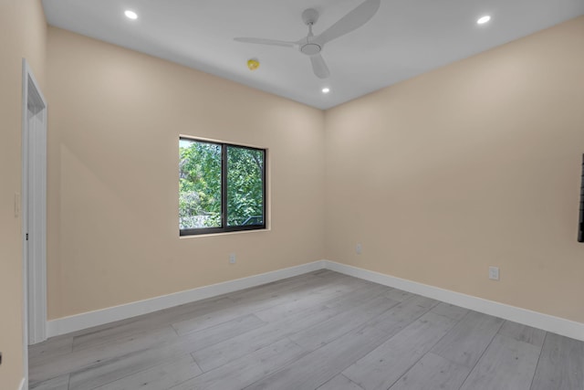793 Oceana Ave, Key Largo, FL 33037 - spare room with a ceiling fan, light wood finished floors, and recessed lighting