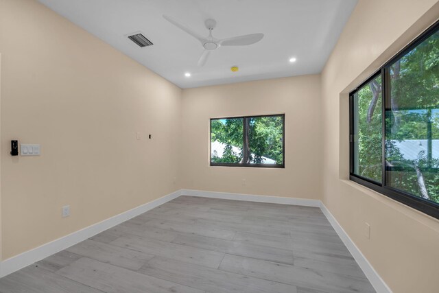 793 Oceana Ave, Key Largo, FL 33037 - spare room with plenty of natural light, a ceiling fan, recessed lighting, and light wood-style flooring