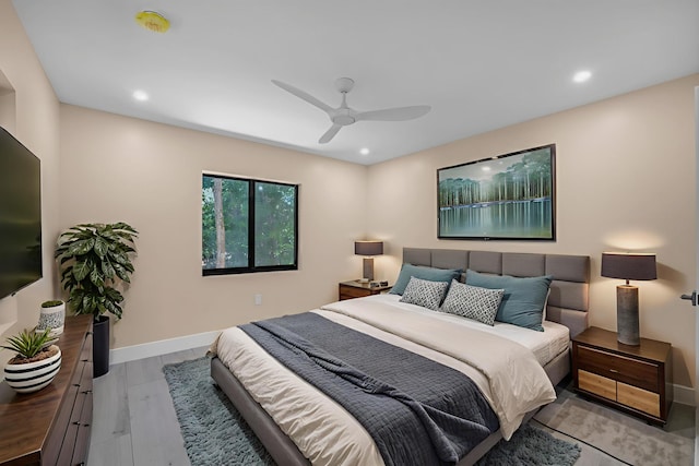 793 Oceana Ave, Key Largo, FL 33037 - bedroom with wood finished floors, recessed lighting, and ceiling fan