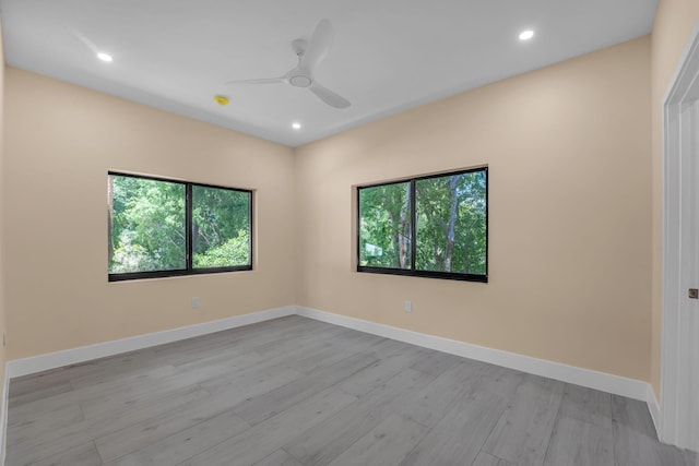 793 Oceana Ave, Key Largo, FL 33037 - spare room with plenty of natural light, a ceiling fan, light wood-style floors, and recessed lighting