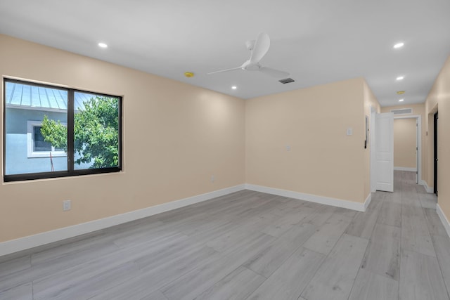 793 Oceana Ave, Key Largo, FL 33037 - empty room featuring a ceiling fan, light wood-style floors, and recessed lighting