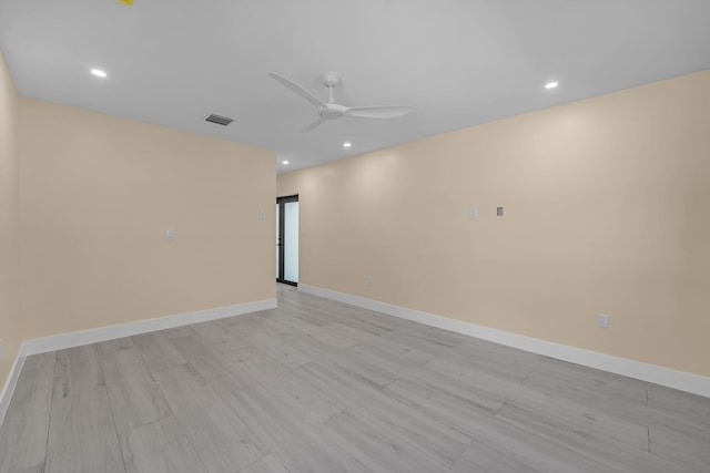 793 Oceana Ave, Key Largo, FL 33037 - spare room with a ceiling fan, light wood finished floors, and recessed lighting