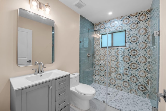 793 Oceana Ave, Key Largo, FL 33037 - bathroom featuring vanity, a shower stall, and recessed lighting