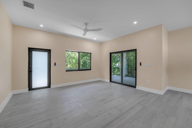 793 Oceana Ave, Key Largo, FL 33037 - unfurnished room featuring a ceiling fan, light wood-style floors, and recessed lighting