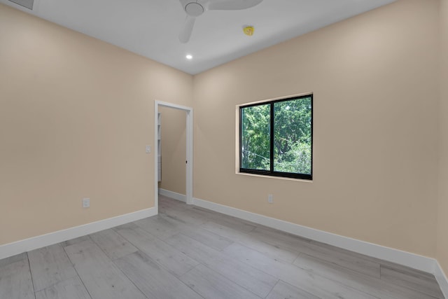 793 Oceana Ave, Key Largo, FL 33037 - empty room with ceiling fan, light wood-style floors, and recessed lighting