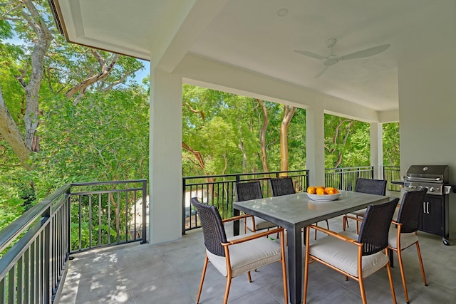 793 Oceana Ave, Key Largo, FL 33037 - view of patio / terrace featuring ceiling fan, outdoor dining area, and grilling area