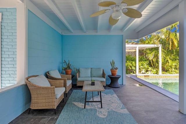 1519 Johnson St, Key West, FL 33040 - view of patio / terrace with ceiling fan and an outdoor hangout area