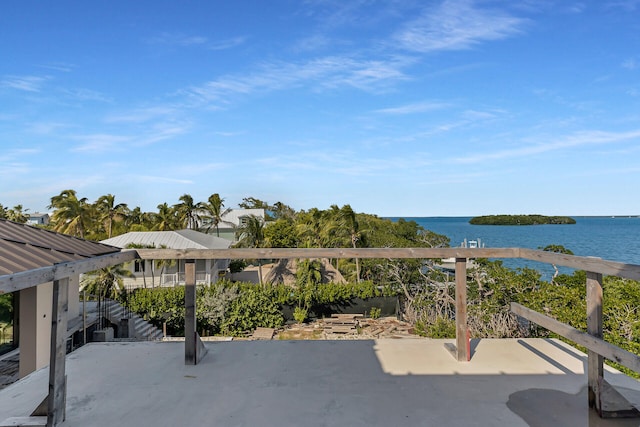 25 Mutiny Pl, Key Largo, FL 33037 - view of patio / terrace featuring a water view and stairway
