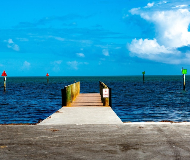 dock area featuring a water view