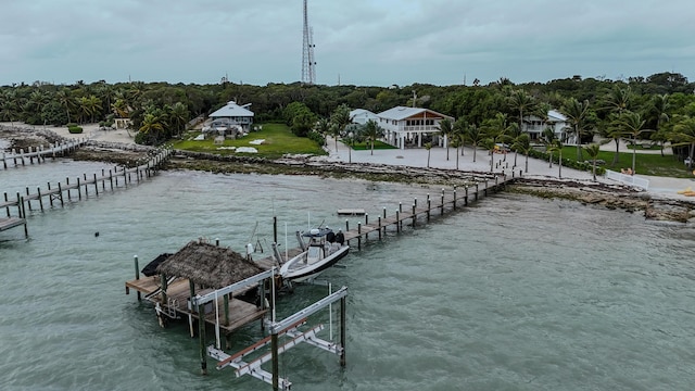 view of dock featuring a water view