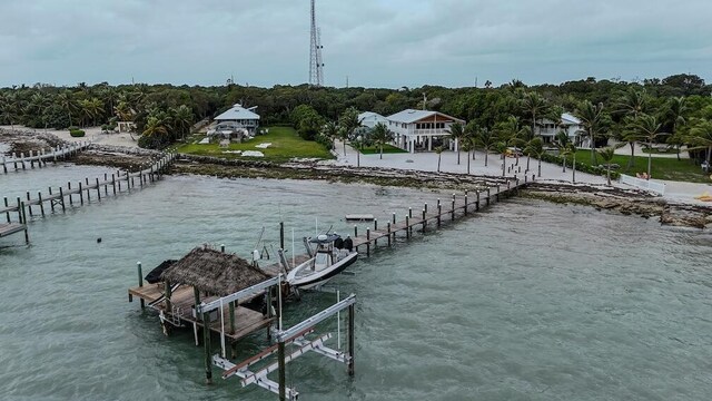 dock area featuring a water view