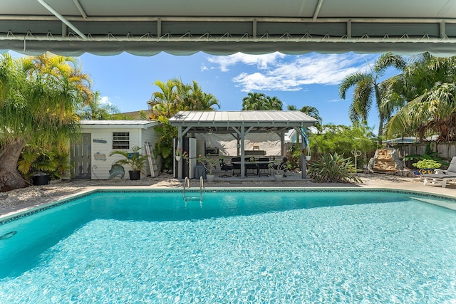 view of pool with a gazebo