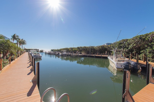 dock area with a water view