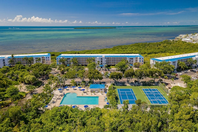 bird's eye view featuring a water view