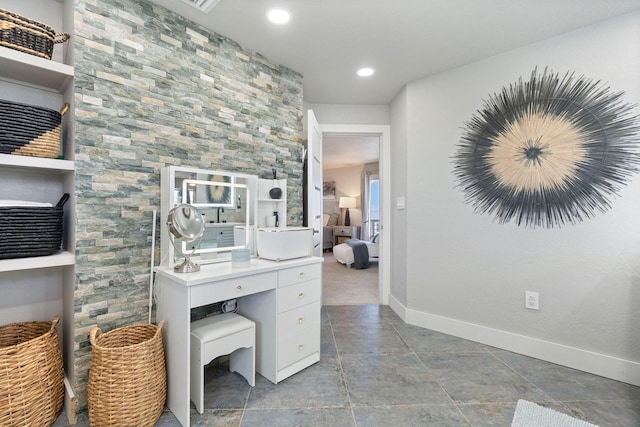 office area with baseboards and recessed lighting