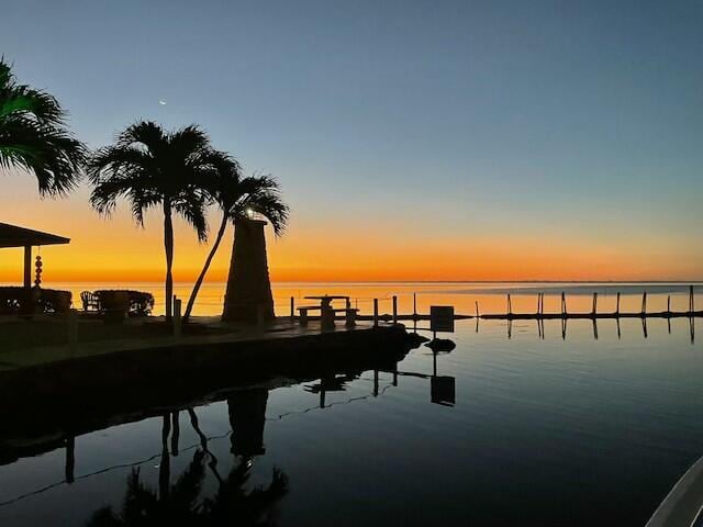 dock area featuring a water view