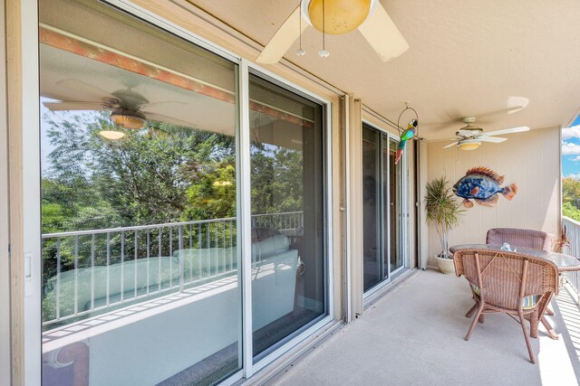 balcony with ceiling fan