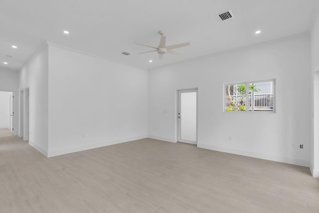14 Tarpon Ave, Key Largo, FL 33037 - empty room with ceiling fan, recessed lighting, crown molding, and light wood finished floors