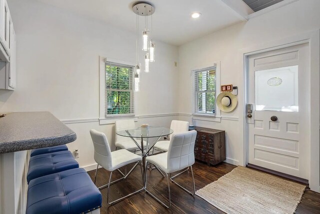817 Terry Ln, Key West, FL 33040 - dining area with recessed lighting, dark wood finished floors, and baseboards