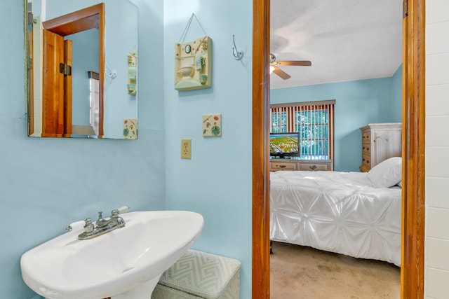 bathroom with sink and ceiling fan