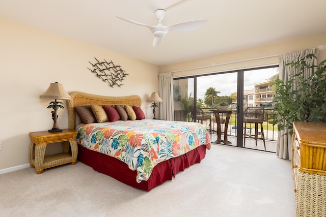 104500 Overseas Hwy Unit B202, Key Largo, FL 33037 - carpeted bedroom with access to exterior and a ceiling fan