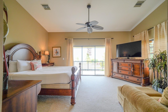 564 Sombrero Beach Rd, Marathon, FL 33050 - bedroom featuring access to outside, carpet, and ceiling fan