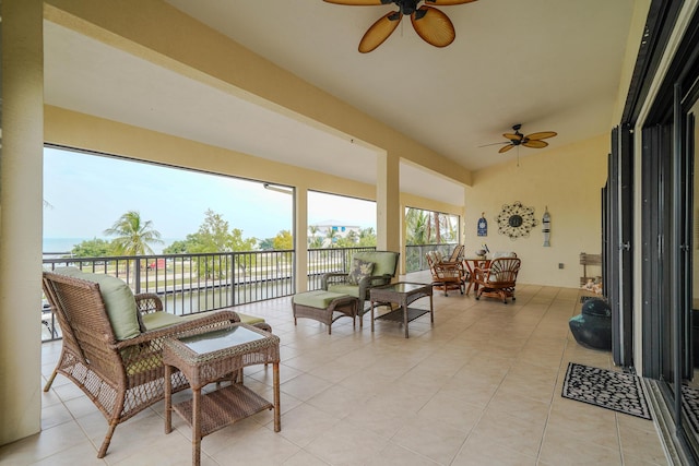 564 Sombrero Beach Rd, Marathon, FL 33050 - view of patio / terrace with a ceiling fan, a water view, and a balcony