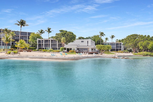 view of water feature with a view of the beach