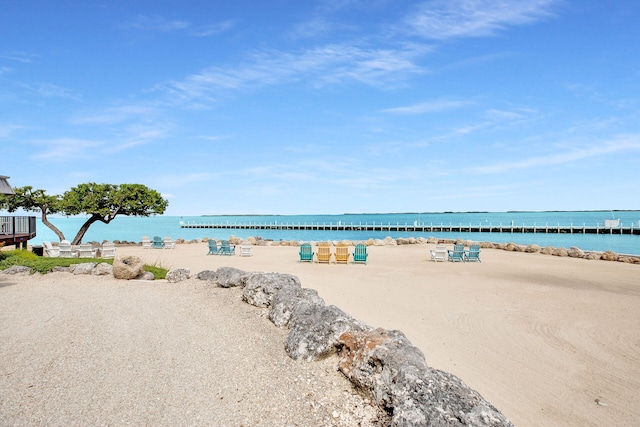 view of water feature featuring a beach view