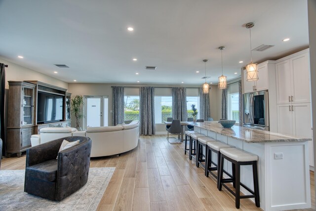 living room featuring light hardwood / wood-style flooring