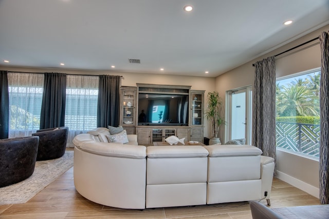 living room featuring light hardwood / wood-style flooring