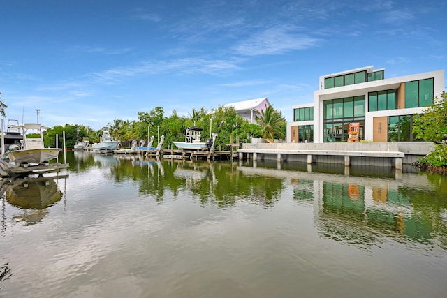 view of water feature featuring a dock