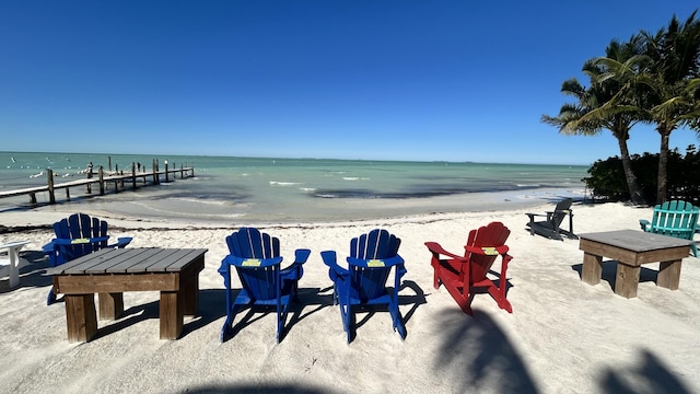 property view of water with a beach view