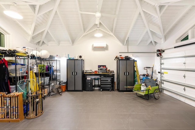 garage with a wall mounted AC