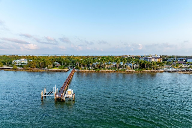 view of water feature featuring a dock