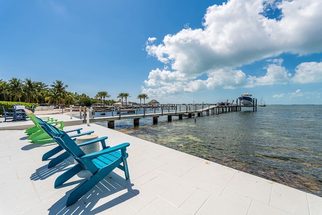 dock area featuring a water view