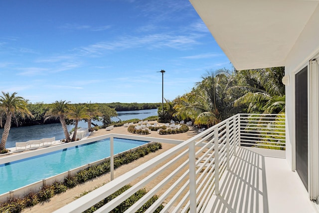 balcony with a water view