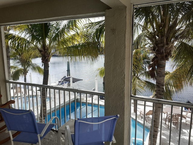 balcony with a water view